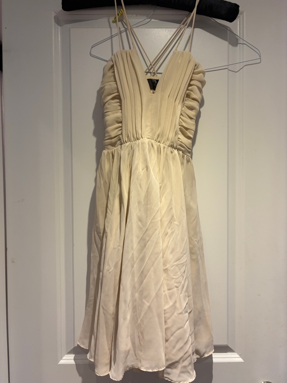 Cream Spaghetti-Strap Chiffon Dress extra small petite size